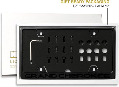 GRAND CHEROKEE License Plate Frame – Stealth Black Powder Coat UV Resistant STAINLESS METAL Plate Holder - One Piece - Compatible with 1993-2025 Grand-Cherokee (3D RAISED LETTER w/ MOUNTING HARDWARE) in Saudi Arabia