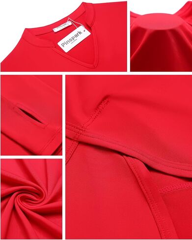 قمصان اليوغا الرياضية للسيدات من PINSPARK بأكمام طويلة ورقبة على شكل حرف V مع فتحات للإبهام، قمصان رياضية سريعة الجفاف وفضفاضة in Kuwait