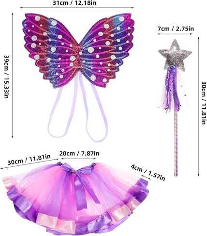 مجموعة الأزياء الخيالية: Fairy Butterfly Wings Princess Wand Tutu Skirt Outfit for Girls Dress Up Halloween Party in Saudi Arabia