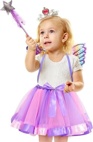 مجموعة الأزياء الخيالية: Fairy Butterfly Wings Princess Wand Tutu Skirt Outfit for Girls Dress Up Halloween Party in Saudi Arabia