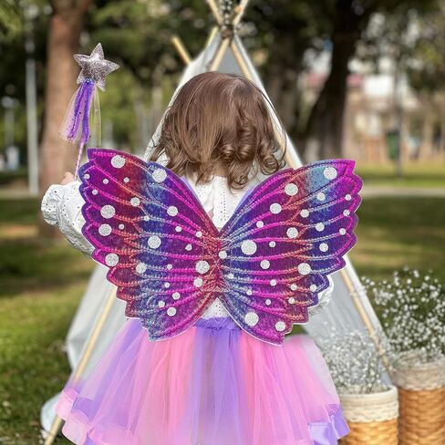 مجموعة الأزياء الخيالية: Fairy Butterfly Wings Princess Wand Tutu Skirt Outfit for Girls Dress Up Halloween Party in Saudi Arabia