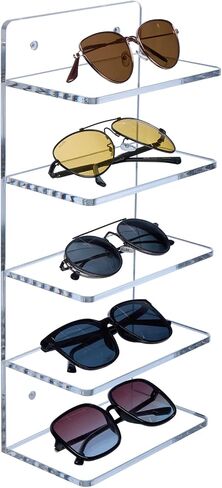 MyGift 5 Tier Clear Acrylic Sunglasses حامل حامل ، رف نظارات العين المثبتة على الحائط أو حامل عرض الطاولة ، منظم تخزين نظارات البيع بالتجزئة ، مجموعة من 2 in Saudi Arabia