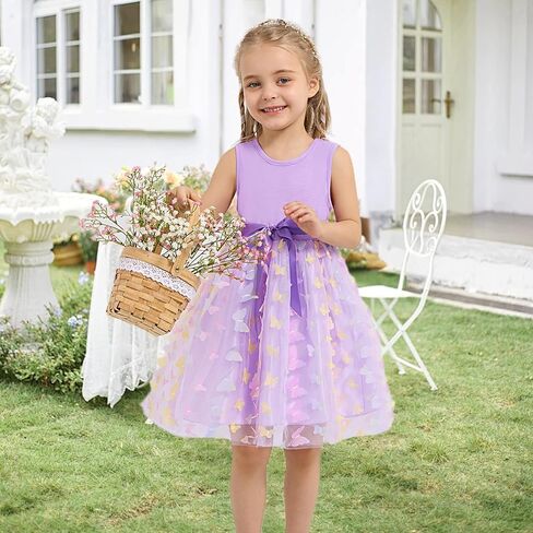 Toddler Tulle Dress Little Girls Summer Sleeveless Dresses Kids Tutu Princess Party Formal Sundress 2-8Y in Kuwait