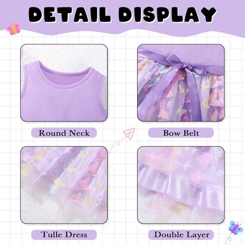 Toddler Tulle Dress Little Girls Summer Sleeveless Dresses Kids Tutu Princess Party Formal Sundress 2-8Y in Kuwait