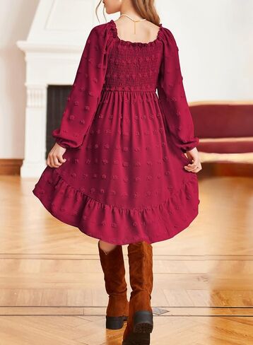blibean Girls 2025 Long Sleeve Dresses Tween Polka Dots Pockets Dress Size 6-15 Years in Saudi Arabia