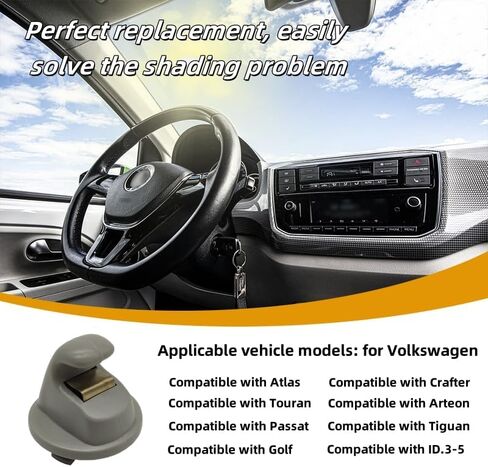 Interior Sun Visor Hook Clip Bracket Fit for Volkswagen Atlas,for Touran,for Tiguan for T-ROC,for T-Cross,for Passat,for Golf MK7,MK8,for Crafter,for Arteon,2014-2024,(1pcs Grey) in Saudi Arabia