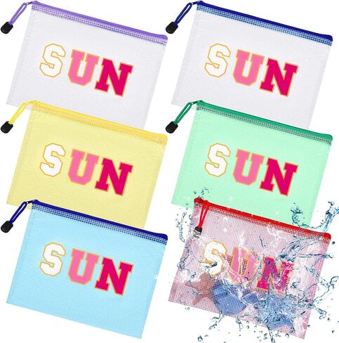Kacctyen 12 Pcs Clear Sun Makeup Bag Beach Pool Waterproof Makeup Sunscreen Pouch Portable Travel Preppy Mesh Bag Zipper Pouch Toiletry Storage Women Gift for Cosmetic Accessories in Saudi Arabia