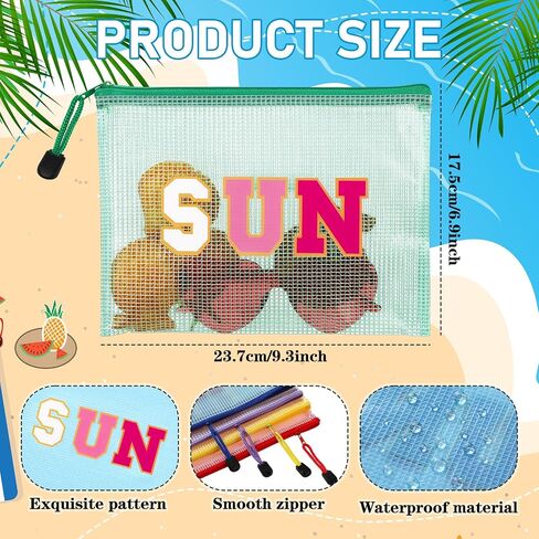Kacctyen 12 Pcs Clear Sun Makeup Bag Beach Pool Waterproof Makeup Sunscreen Pouch Portable Travel Preppy Mesh Bag Zipper Pouch Toiletry Storage Women Gift for Cosmetic Accessories in Saudi Arabia
