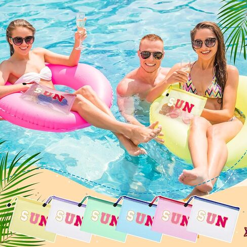 Kacctyen 12 Pcs Clear Sun Makeup Bag Beach Pool Waterproof Makeup Sunscreen Pouch Portable Travel Preppy Mesh Bag Zipper Pouch Toiletry Storage Women Gift for Cosmetic Accessories in Saudi Arabia