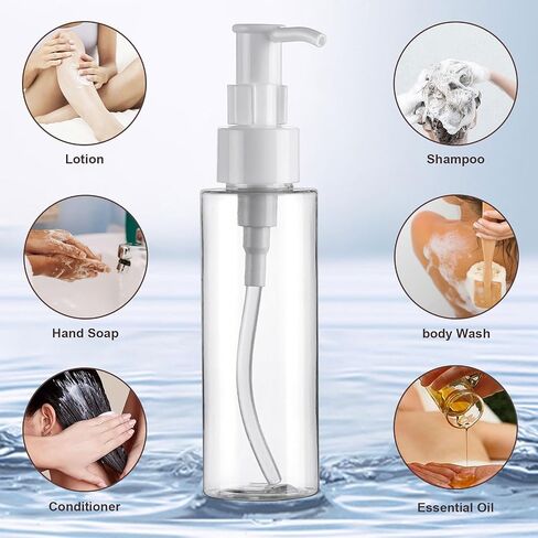 Cosywell Empty Plastic Pump Bottles Dispenser TSA Approved 3.4oz 4 Pack Portable Empty Refillable Container Clear Plastic Lotion Pump Dispenser Bottle for Facial Cleansing Oil Shampoo Shower Gel in Kuwait