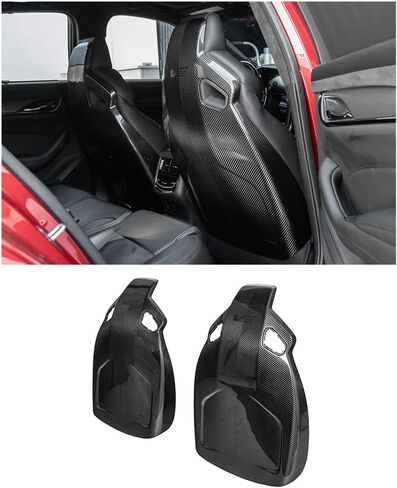 استبدال طرازات Cadillac ATS-V Sedan & CTS-V 2016-2019 مجهزة بمقاعد سباق Recaro | زوج الغطاء الخلفي لألياف الكربون الجافة بديل المقعد الأمامي (مع شعار كاديلاك الخامس ، 2) in Kuwait