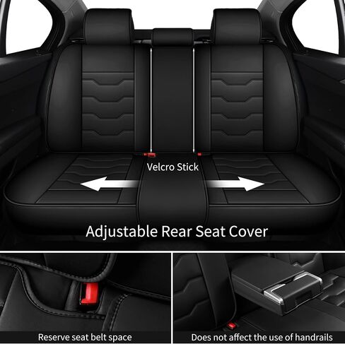 Red Car Seat Cover Full Set 5 Seats, Universal Car Seat Cover, Waterproof Leather, Suitable for SUV, Pickup Truck, Sedan, Protect The Interior, Easy to Clean, Compatible with Airbags in Saudi Arabia