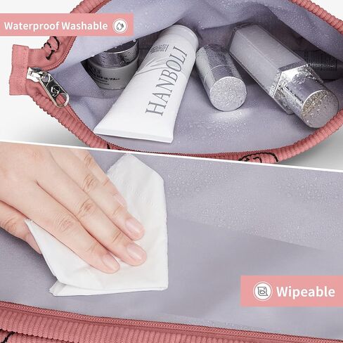 WLLWOO Makeup Bag-2pcs Smile Face Corduroy Cosmetic Bag Zipper Interior Waterproof Pencil Case Coin Purse Travel Toiletry Small Makeup Pouch For Women in Kuwait