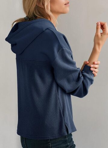 Dokotoo Womens Hoodies Casual Waffle Knit Long Sleeve Drawstring Pullover Sweatshirts Lightweight Hooded Tops in Saudi Arabia
