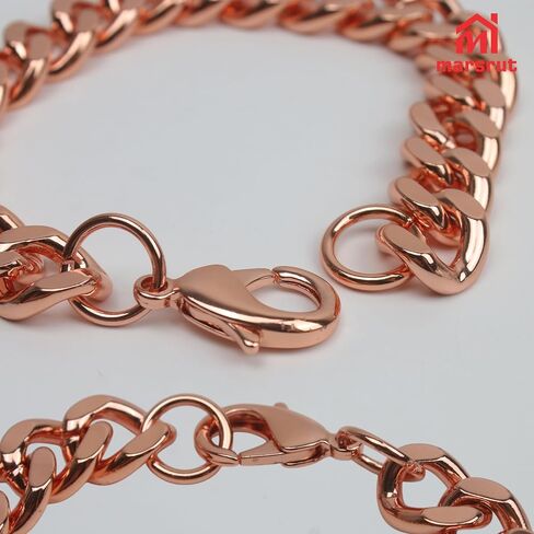 Copper Bracelets for Men, 9 Inch Long Link Bracelet, Pure Plated Copper Wide Chain, Solid Color for Mens, Valentine Men's Gift, Women, Health Jewelry, 1.2cm (0.5") Widest Design in Saudi Arabia