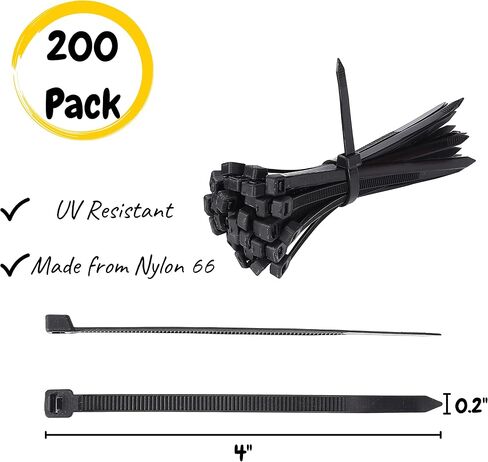 Bates- Cable Zip Ties, 150 Pack, Assorted Sizes, 4/8/12 Inch, Zip Ties, Cable Ties, Black Zip Ties, Wire Wies, Plastic Ties, Tie Wraps, Cord Ties, Electrical Cable Ties, Plastic Zip Ties. in Saudi Arabia