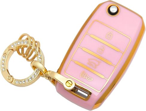 TPU Protector Key FOB Cover Cover-chain fit for Honda 2003-2012 Accord / 2006-2013 Civic EX / 2009-2015 Pilot / 2005-2006 CR-V Key FOB (Pink) in Saudi Arabia