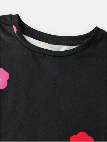 Verdusa Girl's 2 Piece Summer Outfits Floral Graphic Tees with Bell Bottom Flare Pants Clothing Sets in Saudi Arabia