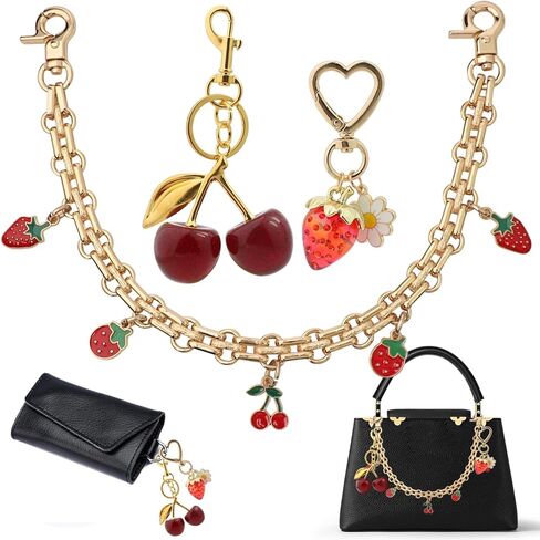 3 PCS Bag Charms Pearl&Cherry Keychains Replacement Extension Chain for Crossbody Bags Handbag Straps in Kuwait