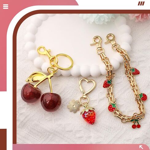 3 PCS Bag Charms Pearl&Cherry Keychains Replacement Extension Chain for Crossbody Bags Handbag Straps in Kuwait