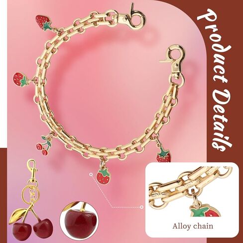 3 PCS Bag Charms Pearl&Cherry Keychains Replacement Extension Chain for Crossbody Bags Handbag Straps in Kuwait