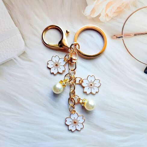زهرة مفتاح الأسهم Cherry Blossom Charm for Key Cute Keyring for Women Girls Handbag Prose Base Bage in Kuwait