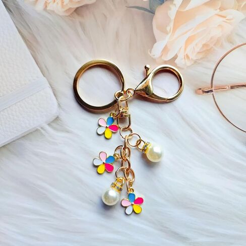 زهرة مفتاح الأسهم Cherry Blossom Charm for Key Cute Keyring for Women Girls Handbag Prose Base Bage in Kuwait