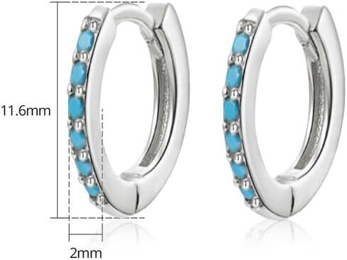 14K Gold Round Cut Blue Turquoise Huggie & Hoop Earrings For Women, December Birthstone Earring in Saudi Arabia