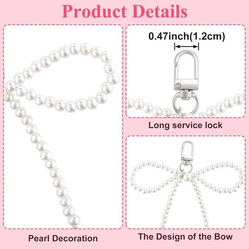 Joez Wonderfic Pearl Bow Tassel Keychain ، سلسلة مفاتيح جمالية لطيفة ، y2k pearl bowknot keyring ، ملحقات زخرفية in Saudi Arabia