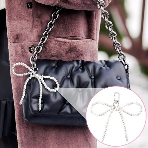 Joez Wonderfic Pearl Bow Tassel Keychain ، سلسلة مفاتيح جمالية لطيفة ، y2k pearl bowknot keyring ، ملحقات زخرفية in Saudi Arabia
