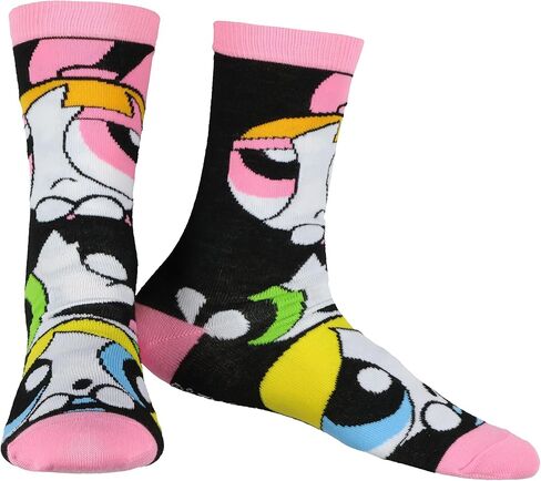 The Powerpuff Girls Socks Women’s Blossom Buttercup Bubbles 3 عبوات للبالغين Mid Rise Crew Socks (يتناسب مع حجم الحذاء 4-10) in Saudi Arabia