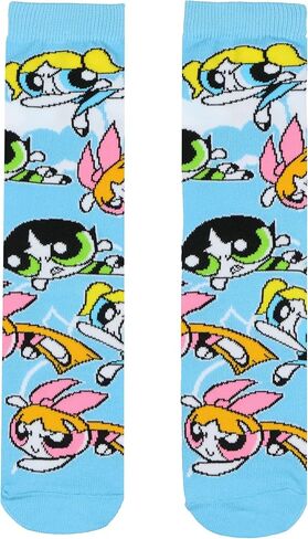 The Powerpuff Girls Socks Women’s Blossom Buttercup Bubbles 3 عبوات للبالغين Mid Rise Crew Socks (يتناسب مع حجم الحذاء 4-10) in Saudi Arabia