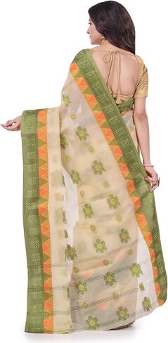 Women's Traditional Bengal Fuleswari Woven Designer Pure Handloom Cotton Saree Without Blouse Piece 5.6 Mtr in Saudi Arabia