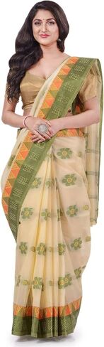 Women's Traditional Bengal Fuleswari Woven Designer Pure Handloom Cotton Saree Without Blouse Piece 5.6 Mtr in Saudi Arabia