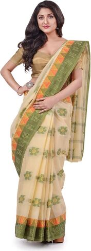 Women's Traditional Bengal Fuleswari Woven Designer Pure Handloom Cotton Saree Without Blouse Piece 5.6 Mtr in Saudi Arabia