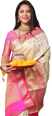 Women's Kanjivaram Soft Silk Saree With Blouse Piece in Kuwait