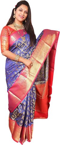 Women's Kanjivaram Soft Silk Saree With Blouse Piece in Kuwait