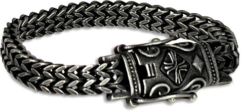 Stainless Steel Bracelets for Men 316L Surgical Steel Rugged Medieval Link Oxidized Steel Style Gunmetal Great Gifts for Men in Kuwait