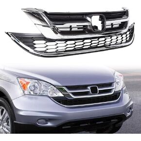 ECOTRIC Front Upper Bumper Hood Grill & Lower Mesh Chrome Grille Compatible with 2010-2011 Honda CRV CR-V in Saudi Arabia