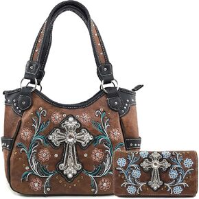 Zelris Western Cross Daisy Flower Women Conceal Carry Tote Handbag Purse Set in Kuwait