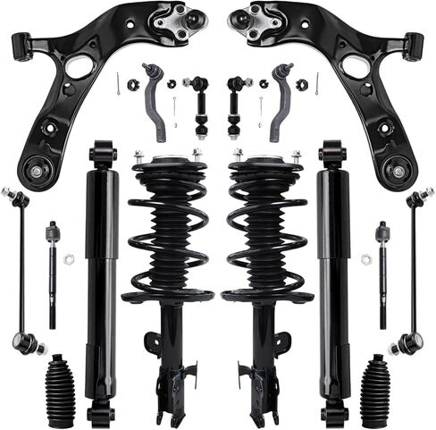 Detroit Axle - Front End 16pc Suspension Kit for 2006-2012 Toyota RAV4, 2 Ready Struts, 2 Lower Control Arms, 4 Tie Rods 4 Front Rear Sway Bars 2 Rear Shock Absorbers 2 Boots Replacement [2.4L 2.5L] in Saudi Arabia