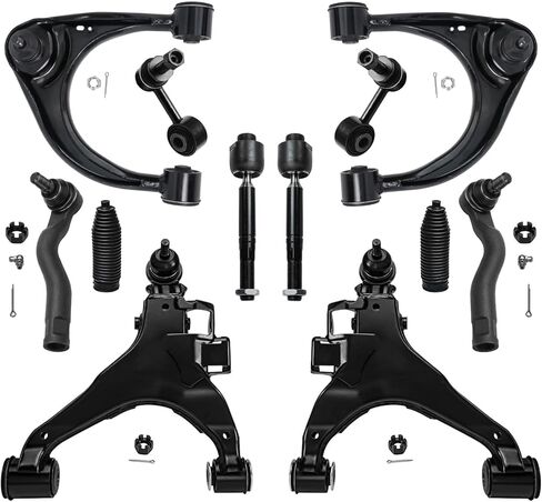 Detroit Axle-Front 12pc end end kit for 2008-2019 Toyota Sequoia ، 2007-2019 Tundra ، 4 rection rems rems w/ball joans 4 tie rolds 2 all sway bar recss 2 boots replic in Saudi Arabia