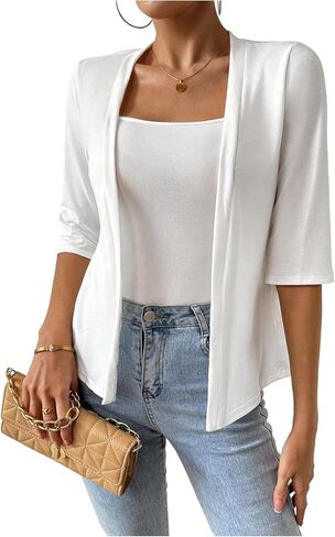 Gorglitter Women's 3/4 Sleeve Cardigan Subtigan Subtigan Lightweight Open Front Front Dary Chunky Cardigans in Saudi Arabia