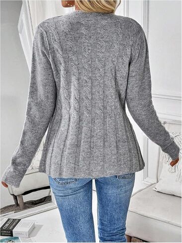 Soly Hux Women's Button Down Cardigan Sweater Long Sleeve Crewneck العصرية العاطفية الكابلات المتماسكة in Saudi Arabia