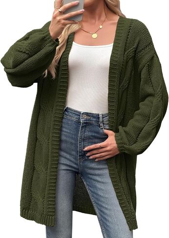 Saodimallsu Womens Cable متماسكة طويلة من كارديات طويلة غير رسمية مفتوحة الأمامية الفوانيس مكتنزة ناعمة فضفاضة معاطف سقوط السقوط in Saudi Arabia