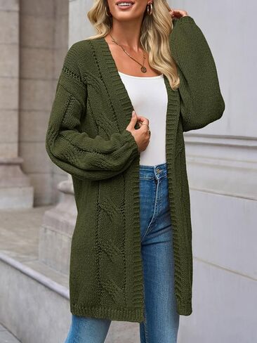 Saodimallsu Womens Cable متماسكة طويلة من كارديات طويلة غير رسمية مفتوحة الأمامية الفوانيس مكتنزة ناعمة فضفاضة معاطف سقوط السقوط in Saudi Arabia
