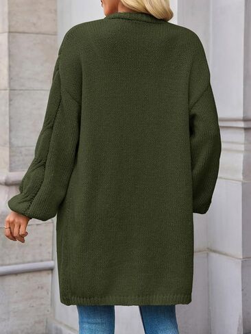 Saodimallsu Womens Cable متماسكة طويلة من كارديات طويلة غير رسمية مفتوحة الأمامية الفوانيس مكتنزة ناعمة فضفاضة معاطف سقوط السقوط in Saudi Arabia