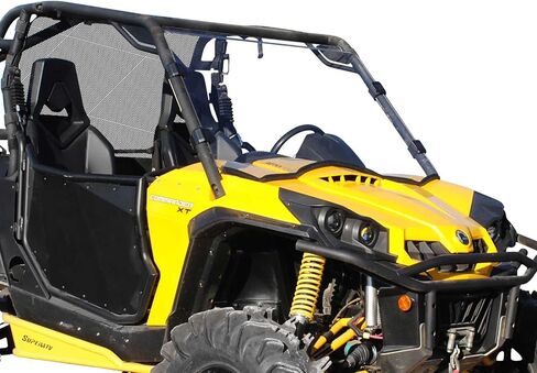 SuperATV Heavy Duty Scratch Resistant Full Front Windshield for 2011-2020 Can-Am Commander 800 / Commander 1000 | 1/4" Polycarbonate | 250X Stronger than Glass | Easy Install | USA Made in Saudi Arabia