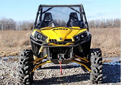 SuperATV Heavy Duty Scratch Resistant Full Front Windshield for 2011-2020 Can-Am Commander 800 / Commander 1000 | 1/4" Polycarbonate | 250X Stronger than Glass | Easy Install | USA Made in Saudi Arabia