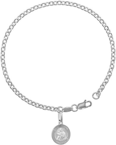 سوار Sterling Silver St Joseph للنساء 12 مم ميدالية متدلية إيطاليا 7-8 بوصة in Kuwait